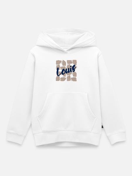 NOM CADEAUX PRÉNOM LOUIS - Sweat Premium à capuche enfant bio - blanc