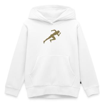 Silhouette minimaliste Sprinter Sprint - Sweat Premium à capuche enfant bio - blanc - Devant - AI Model Kid Female (0cm)