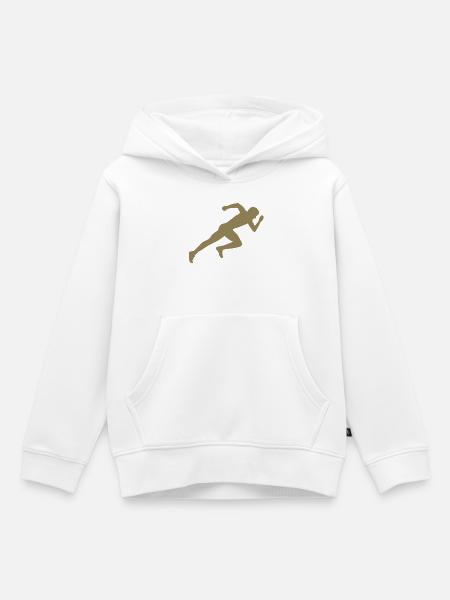Minimalistische Silhouette Sprinter Sprinten - Kinder Premium Organic Hoodie - Weiß