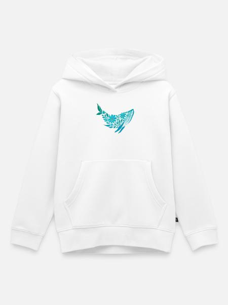 Nordische Blumen - Blauwal - Kinder Premium Organic Hoodie - Weiß