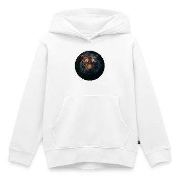 Intensiver Tigerporträt mit leuchtenden Augen - Kinder Premium Organic Hoodie - Weiß - Vorne - AI Model Kid Female (0cm)