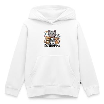 Petite maman chat - Sweat Premium à capuche enfant bio - blanc - Devant - AI Model Kid Female (0cm)