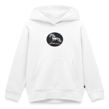 Elegant Silver Trotting Tinker Stallion - Kids Premium Organic Hoodie - white - Front - AI Model Kid Female (0cm)