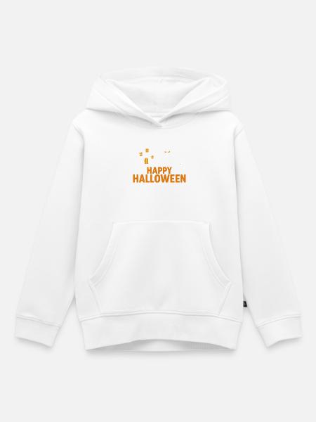 Halloween Katze und Spukhaus Design - Kinder Premium Organic Hoodie - Weiß
