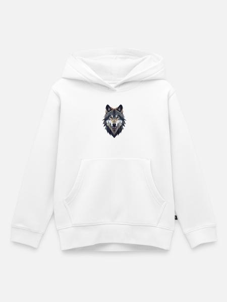 Geometrischer Wolf - Kinder Premium Organic Hoodie - Weiß