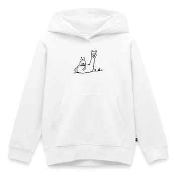 Alpaka Cat Meditation: Konturen in Schwarz - Kinder Premium Organic Hoodie - Weiß - Vorne - AI Model Kid Female (0cm)