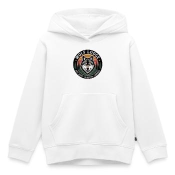 Wolf Lodge Alberta Emblem - Kids Premium Organic Hoodie - white - Front - AI Model Kid Female (0cm)