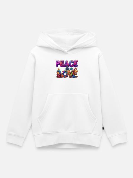 Peace & Love - Kinder Premium Organic Hoodie - Weiß