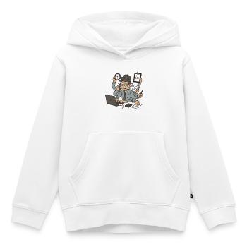 Le travailleur multi casquettes - Sweat Premium à capuche enfant bio - blanc - Devant - AI Model Kid Female (0cm)