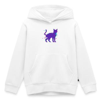 Glitch Cat Cyberpunk – Retro 90s Vaporwave - Kids Premium Organic Hoodie - white - Front - AI Model Kid Female (0cm)