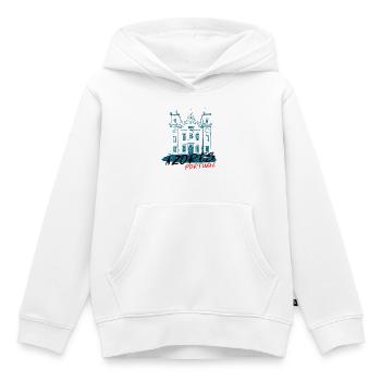 Église typique en bleu, Açores Portugal - Sweat Premium à capuche enfant bio - blanc - Devant - AI Model Kid Female (0cm)