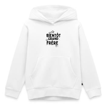Bientôt Grand Frère - Sweat Premium à capuche enfant bio - blanc - Devant - AI Model Kid Female (0cm)