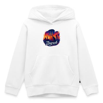 Zagreb capital Croatia silhouette gift - Kids Premium Organic Hoodie - white - Front - AI Model Kid Female (0cm)