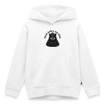 Réfléchissez avant de cliquer - Cybersécurité - Sweat Premium à capuche enfant bio - blanc - Devant - AI Model Kid Female (0cm)