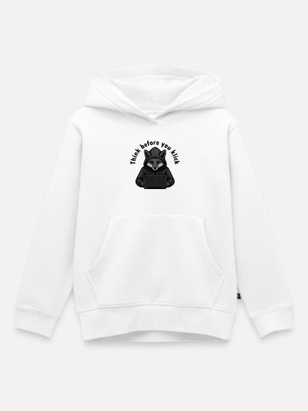 Réfléchissez avant de cliquer - Cybersécurité - Sweat Premium à capuche enfant bio - blanc