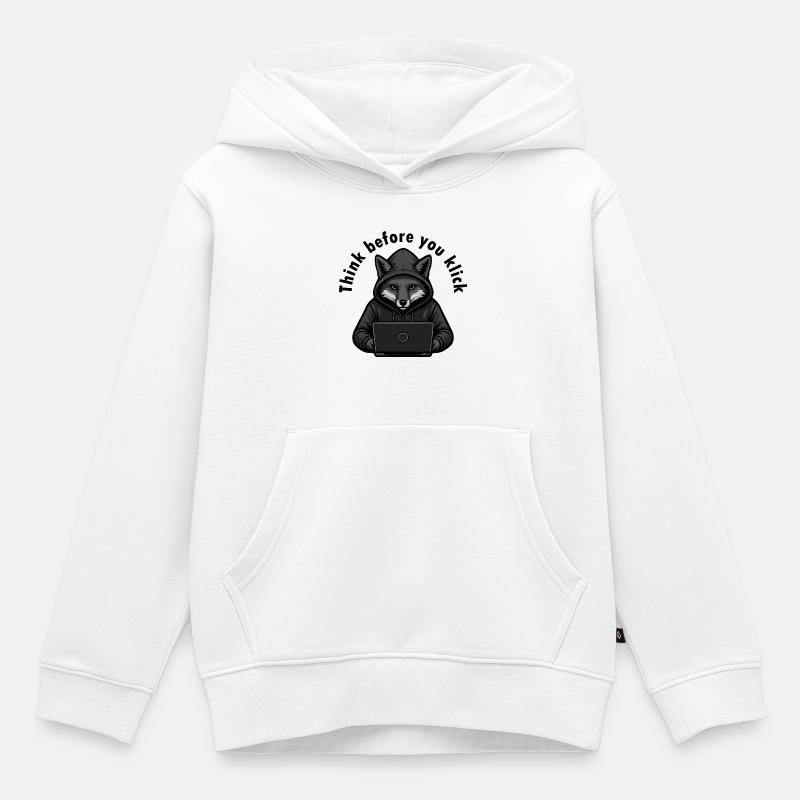Réfléchissez avant de cliquer - Cybersécurité - Sweat Premium à capuche enfant bio - blanc