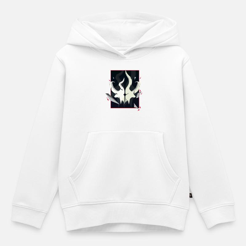 Crâne cornu – Édition Accent Rouge - Sweat Premium à capuche enfant bio - blanc