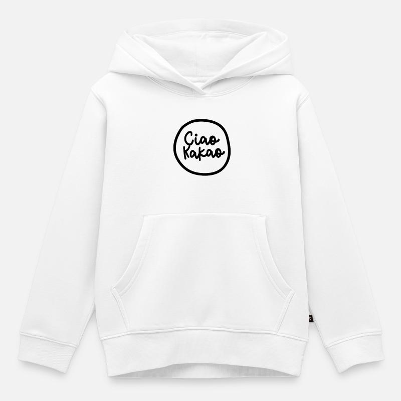 « Ciao Cacao » - Sweat Premium à capuche enfant bio - blanc