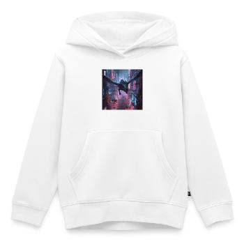 Cerf-volant néon au-dessus de la ville au néon - Sweat Premium à capuche enfant bio - blanc - Devant - AI Model Kid Female (0cm)