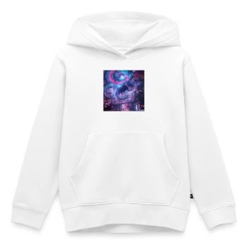 Dragon néon sur la mégapole - Sweat Premium à capuche enfant bio - blanc - Devant - AI Model Kid Female (0cm)