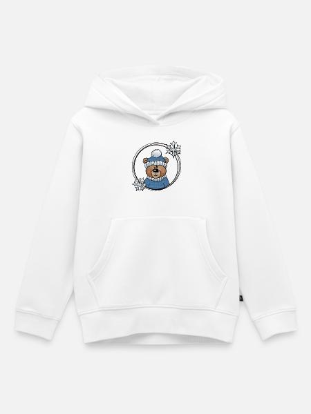 Winterbär in Blau - Kinder Premium Organic Hoodie - Weiß