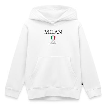 J’adore Milan, Milan souvenir - Sweat Premium à capuche enfant bio - blanc - Devant - AI Model Kid Female (0cm)