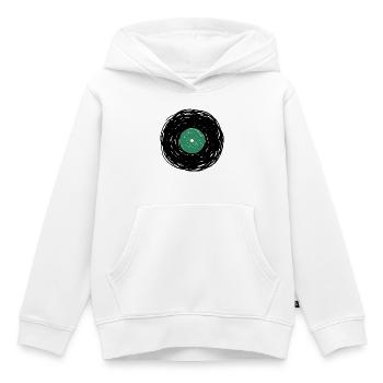 Esquisse d’album vinyle - Sweat Premium à capuche enfant bio - blanc - Devant - AI Model Kid Female (0cm)