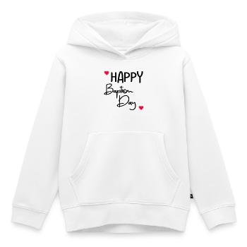 Joyeux jour du baptême - Sweat Premium à capuche enfant bio - blanc - Devant - AI Model Kid Female (0cm)