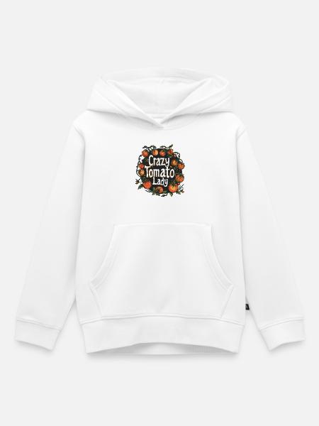 Crazy Tomato Lady – Funny Tomato Growing Design - Kinder Premium Organic Hoodie - Weiß