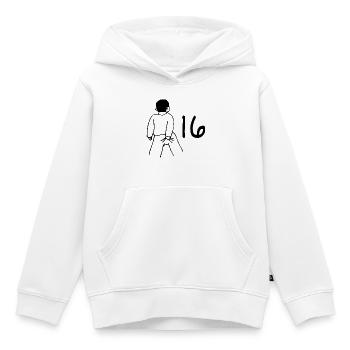 16e anniversaire - 16 ans - Sweat Premium à capuche enfant bio - blanc - Devant - AI Model Kid Female (0cm)