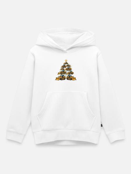 Lustiger Bulldozer Weihnachtsbaum Geschenk - Kinder Premium Organic Hoodie - Weiß