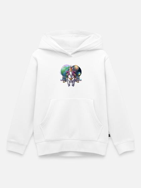 Galaktischer Mech-Pferdeheld - Kinder Premium Organic Hoodie - Weiß