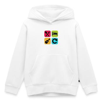 Essen, schlaf, Gitarre wiederholen, lustige Zitatmusik, - Kinder Premium Organic Hoodie - Weiß - Vorne - AI Model Kid Female (0cm)