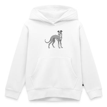 Lévrier italien - Sweat Premium à capuche enfant bio - blanc - Devant - AI Model Kid Female (0cm)