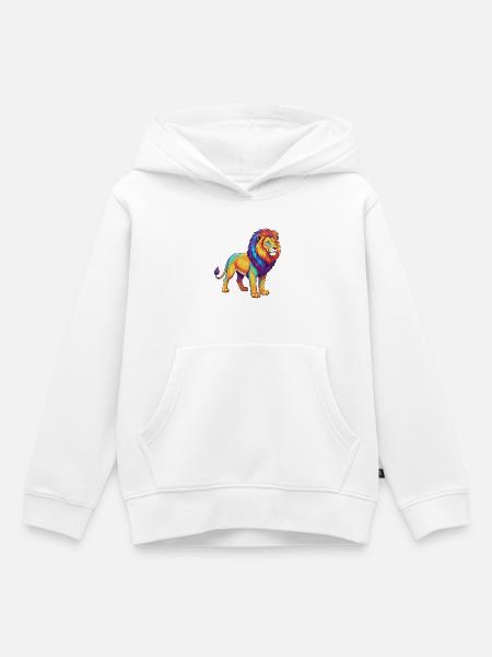 Bunte Löwen-Regenbogen-Pop-Art-Aquarell - Kinder Premium Organic Hoodie - Weiß