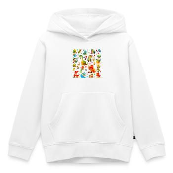 Motif de dinosaures sportifs mignons, championnat de dinosaures - Sweat Premium à capuche enfant bio - blanc - Devant - AI Model Kid Female (0cm)