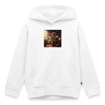 Literarische Hyäne im Salon - Kinder Premium Organic Hoodie - Weiß - Vorne - AI Model Kid Female (0cm)