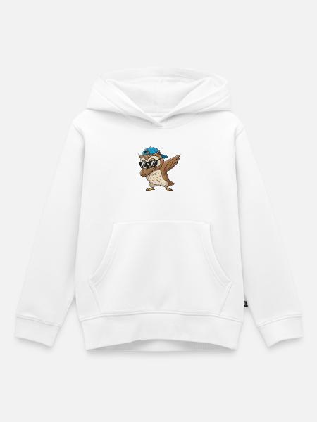 Cool Dabbing Owl Sonnenbrillen-Cartoon-Kunst - Kinder Premium Organic Hoodie - Weiß