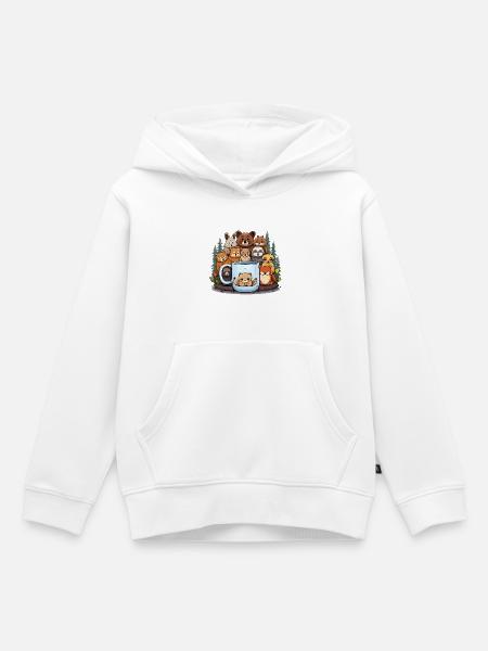 Waldtiere um Becher - Kinder Premium Organic Hoodie - Weiß