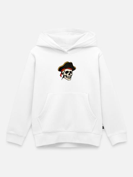 Klassischer Tattoo-Piratenschädel - Kinder Premium Organic Hoodie - Weiß