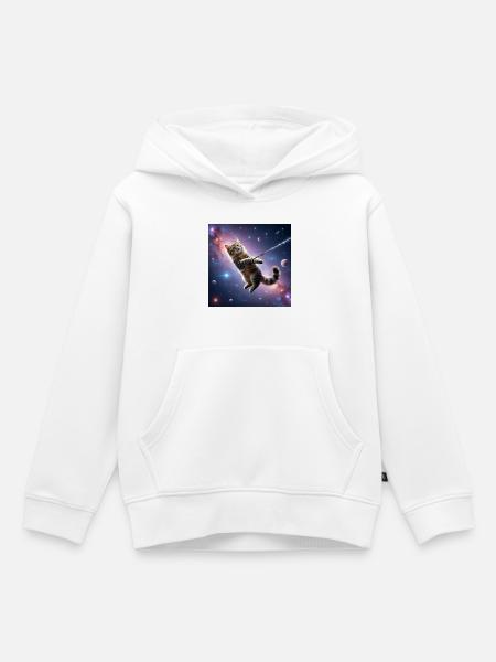 Katze im All - Kinder Premium Organic Hoodie - Weiß
