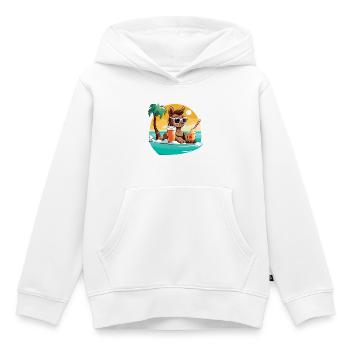Lama am Strand im Sonnenlicht - Kinder Premium Organic Hoodie - Weiß - Vorne - AI Model Kid Female (0cm)