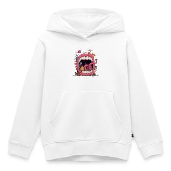 Pinke Mundwelt mit Kreaturen - Kinder Premium Organic Hoodie - Weiß - Vorne - AI Model Kid Female (0cm)