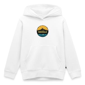 Marseille City Skyline Notre-Dame Retro-Abzeichen - Kinder Premium Organic Hoodie - Weiß - Vorne - AI Model Kid Female (0cm)