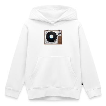 Jeu de vinyle vinyle gramophone platine - Sweat Premium à capuche enfant bio - blanc - Devant - AI Model Kid Female (0cm)