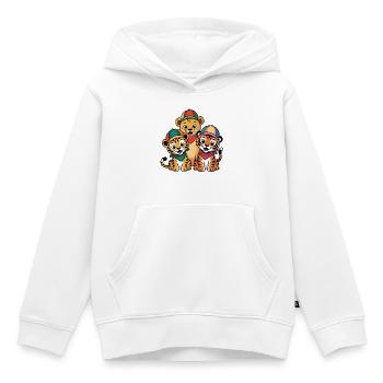 Löwe Tiger Leopard Freunde – Lustiges Tiermotiv - Kinder Premium Organic Hoodie - Weiß - Vorne - AI Model Kid Female (0cm)