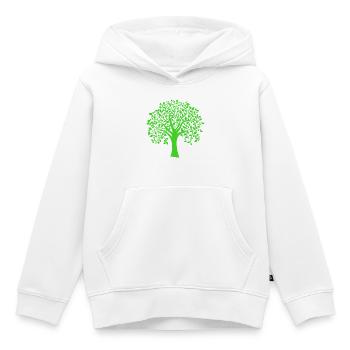 Silhouette à motif d’arbre jumbo vert - Sweat Premium à capuche enfant bio - blanc - Devant - AI Model Kid Female (0cm)