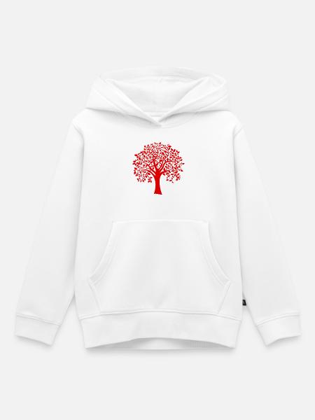 Rote Jumbo-Baum-Print-Silhouette - Kinder Premium Organic Hoodie - Weiß