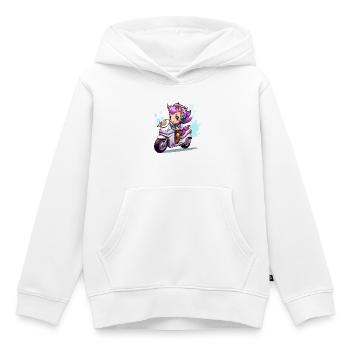 Chibi Motorradheldin - Kinder Premium Organic Hoodie - Weiß - Vorne - AI Model Kid Female (0cm)