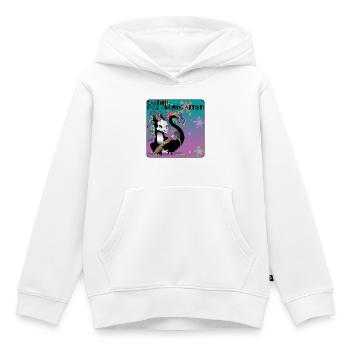Attention : Artiste freelance running - Sweat Premium à capuche enfant bio - blanc - Devant - AI Model Kid Female (0cm)